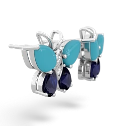 Turquoise Butterfly 14K White Gold earrings E2215