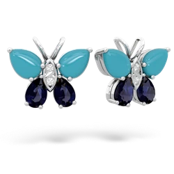 Turquoise Butterfly 14K White Gold earrings E2215