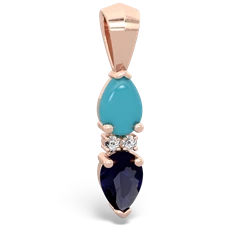 Turquoise Bowtie Drop 14K Rose Gold pendant P0865
