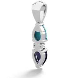 Turquoise Bowtie Drop 14K White Gold pendant P0865