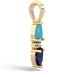 Turquoise Bowtie Drop 14K Yellow Gold pendant P0865