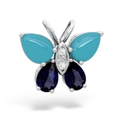 Turquoise Butterfly 14K White Gold pendant P2215