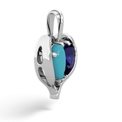 Turquoise Two Become One 14K White Gold pendant P5330