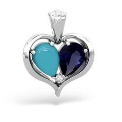 Turquoise Two Become One 14K White Gold pendant P5330