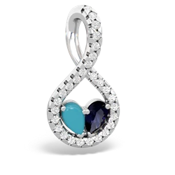 Turquoise Pave Twist 'One Heart' 14K White Gold pendant P5360