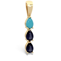 Turquoise Dew Drops 14K Yellow Gold pendant P2251