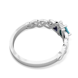 Turquoise Heart To Heart Braid 14K White Gold ring R5870