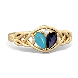 Turquoise Celtic Love Knot 14K Yellow Gold ring R5420