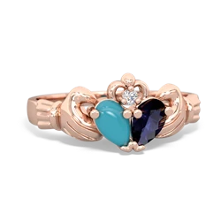 Turquoise 'Our Heart' Claddagh 14K Rose Gold ring R2388