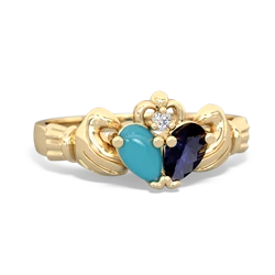 Turquoise 'Our Heart' Claddagh 14K Yellow Gold ring R2388