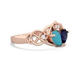 Turquoise 'One Heart' Celtic Knot Claddagh 14K Rose Gold ring R5322