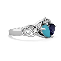 Turquoise 'One Heart' Celtic Knot Claddagh 14K White Gold ring R5322