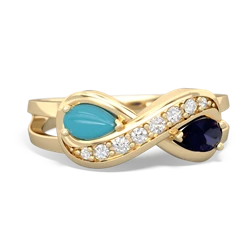 Turquoise Diamond Infinity 14K Yellow Gold ring R5390