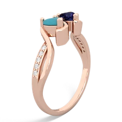 Turquoise Side By Side 14K Rose Gold ring R3090