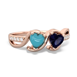 Turquoise Side By Side 14K Rose Gold ring R3090