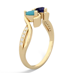 Turquoise Side By Side 14K Yellow Gold ring R3090