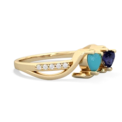 Turquoise Side By Side 14K Yellow Gold ring R3090