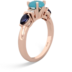 Turquoise 6Mm Round Eternal Embrace Engagement 14K Rose Gold ring R2005