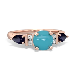 Turquoise 6Mm Round Eternal Embrace Engagement 14K Rose Gold ring R2005