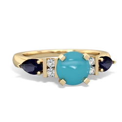 Turquoise 6Mm Round Eternal Embrace Engagement 14K Yellow Gold ring R2005