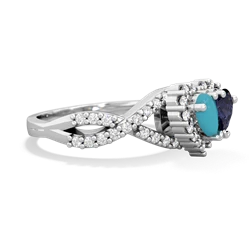 Turquoise Diamond Twist 'One Heart' 14K White Gold ring R2640HRT