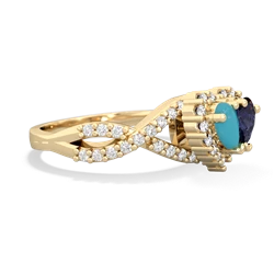 Turquoise Diamond Twist 'One Heart' 14K Yellow Gold ring R2640HRT