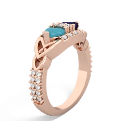 Turquoise Sparkling Celtic Knot 14K Rose Gold ring R2645