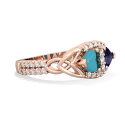 Turquoise Sparkling Celtic Knot 14K Rose Gold ring R2645