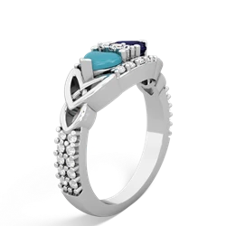 Turquoise Sparkling Celtic Knot 14K White Gold ring R2645