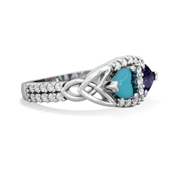 Turquoise Sparkling Celtic Knot 14K White Gold ring R2645