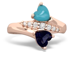 Turquoise Heart To Heart 14K Rose Gold ring R2064