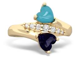 Turquoise Heart To Heart 14K Yellow Gold ring R2064