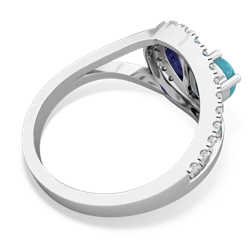 Turquoise Nestled Heart Keepsake 14K White Gold ring R5650