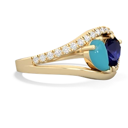 Turquoise Nestled Heart Keepsake 14K Yellow Gold ring R5650