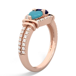 Turquoise Art-Deco Keepsake 14K Rose Gold ring R5630