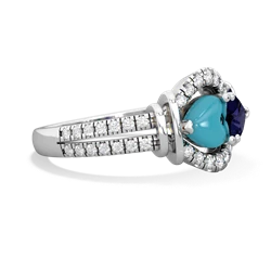 Turquoise Art-Deco Keepsake 14K White Gold ring R5630