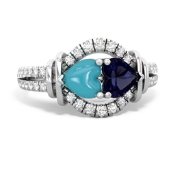 Turquoise Art-Deco Keepsake 14K White Gold ring R5630