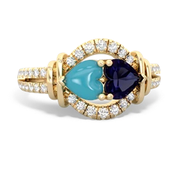 Turquoise Art-Deco Keepsake 14K Yellow Gold ring R5630