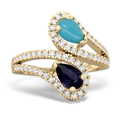 Turquoise Diamond Dazzler 14K Yellow Gold ring R3000