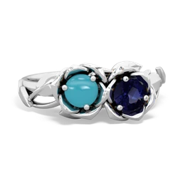 Turquoise Rose Garden 14K White Gold ring R5510