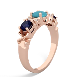 Turquoise Hugs And Kisses 14K Rose Gold ring R5016