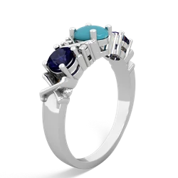 Turquoise Hugs And Kisses 14K White Gold ring R5016