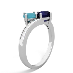 Turquoise Channel Set Two Stone 14K White Gold ring R5303