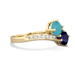 Turquoise Channel Set Two Stone 14K Yellow Gold ring R5303