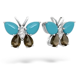 Turquoise Butterfly 14K White Gold earrings E2215