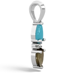 Turquoise Bowtie Drop 14K White Gold pendant P0865