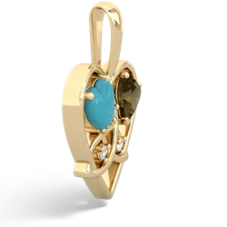 Turquoise Celtic Trinity Heart 14K Yellow Gold pendant P5331