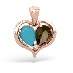 Turquoise Two Become One 14K Rose Gold pendant P5330