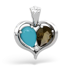 Turquoise Two Become One 14K White Gold pendant P5330