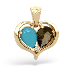 Turquoise Two Become One 14K Yellow Gold pendant P5330